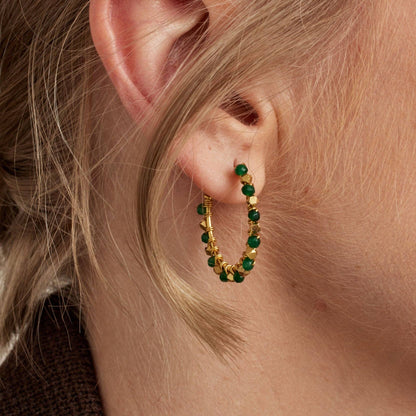 Mini Riva Green Agate Earrings