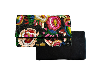 Beaded Floral Clutch Crossbody Bag Lily Posh