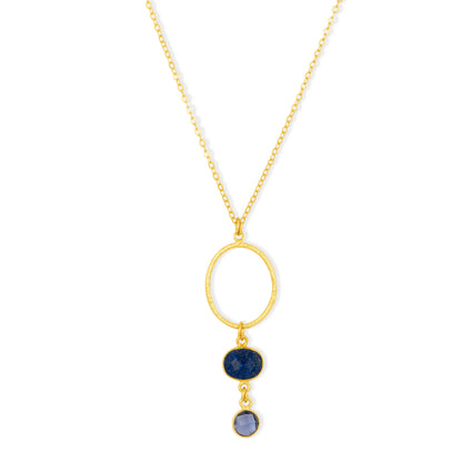 Cadiz Navy Gemstone Hoop Necklace