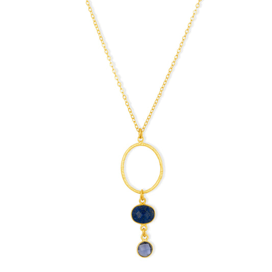 Cadiz Navy Gemstone Hoop Necklace
