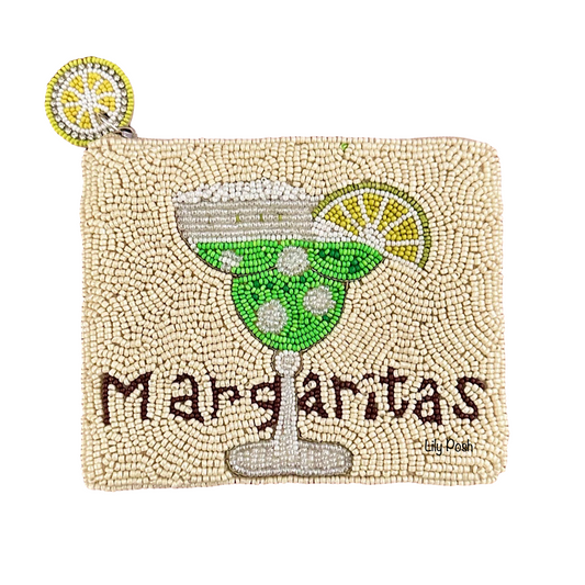 Beaded Margaritas Coin Purse, Seed Bead Coin Pouch Lily Posh