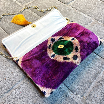Ikat Clutch Bag Sainte-Maxime: With gold chain