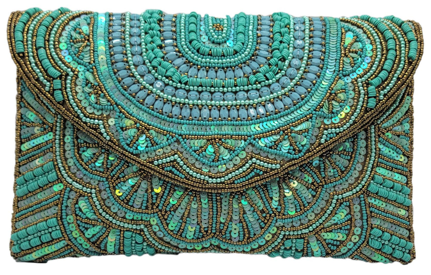 Turquoise Beaded Boho Clutch Bag