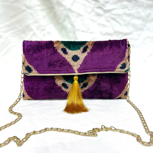 Ikat Clutch Bag Sainte-Maxime: With gold chain