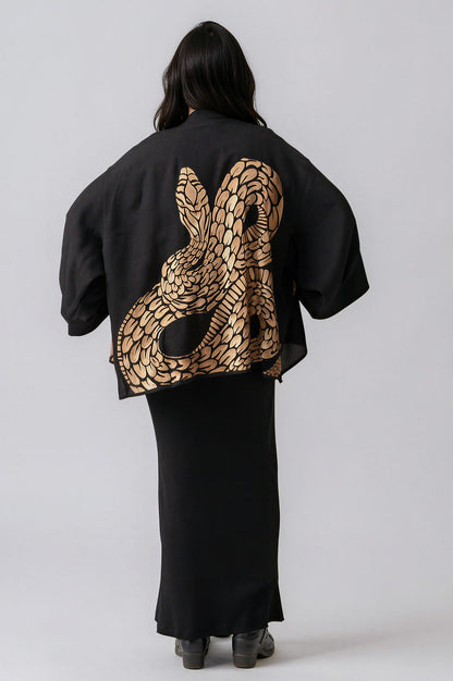 Artist Collab - Rachel Ahmad X Artemis Muse Gold Snake Embroidered Kimono