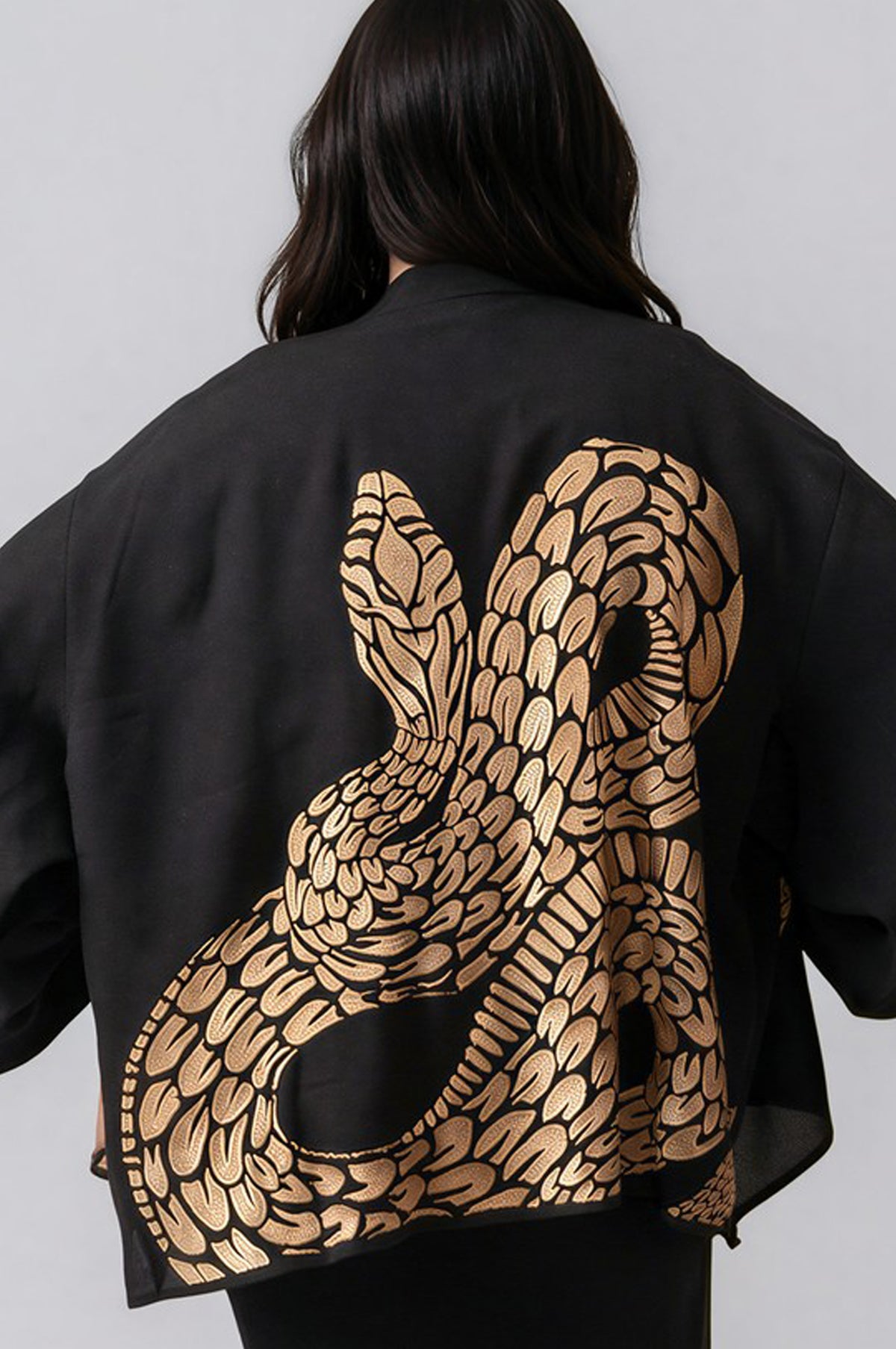 Artist Collab - Rachel Ahmad X Artemis Muse Gold Snake Embroidered Kimono