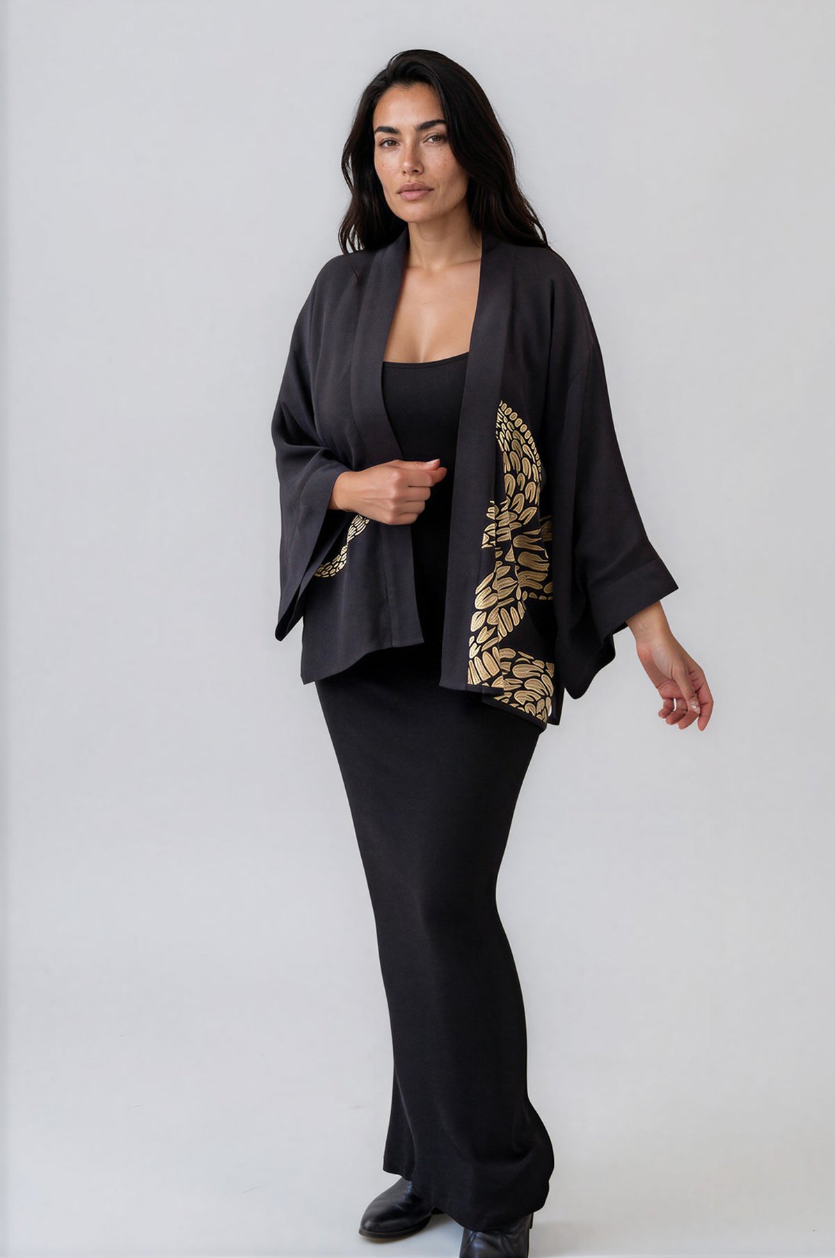 Artist Collab - Rachel Ahmad X Artemis Muse Gold Snake Embroidered Kimono